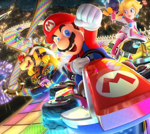 Mario Kart 8 Deluxe Mobiele Horizontaal achtergrond