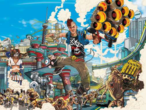 Sunset Overdrive Mobiele Horizontaal achtergrond