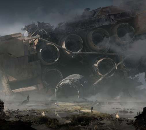 Ashfall Mobiele Horizontaal achtergrond