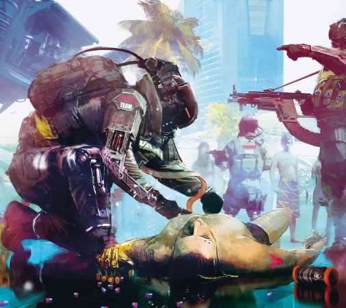 Cyberpunk 2077 Mobiele Horizontaal achtergrond