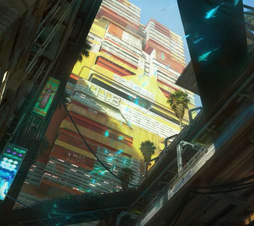 Cyberpunk 2077 Mobiele Horizontaal achtergrond