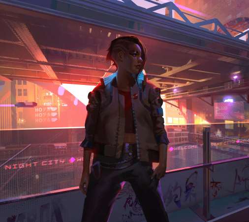 Cyberpunk 2077 Mobiele Horizontaal achtergrond