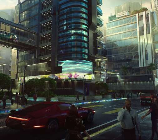 Cyberpunk 2077 Mobiele Horizontaal achtergrond