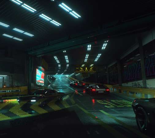 Cyberpunk 2077 Mobiele Horizontaal achtergrond