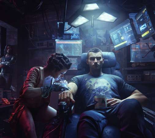 Cyberpunk 2077 Mobiele Horizontaal achtergrond