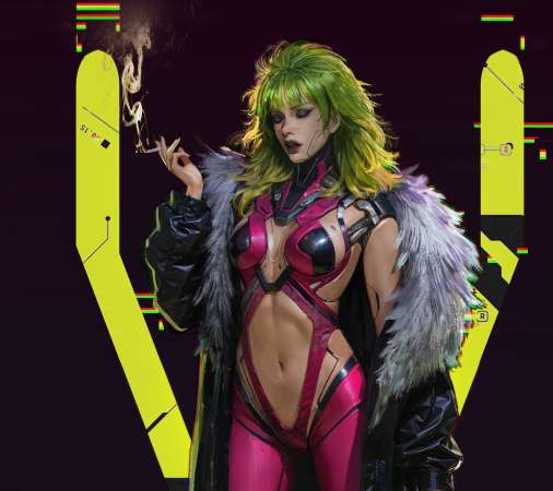 Cyberpunk 2077 fan art Mobiele Horizontaal achtergrond