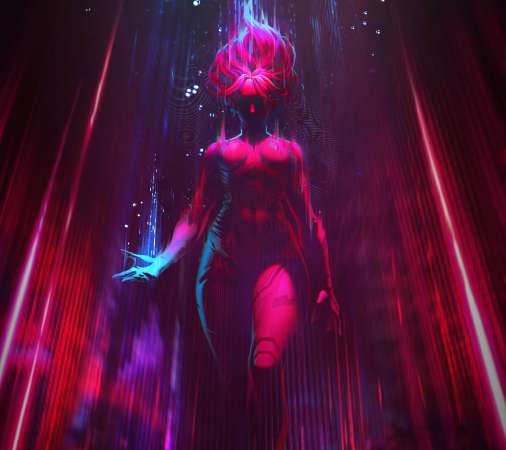 Cyberpunk Trading Card Game Mobiele Horizontaal achtergrond