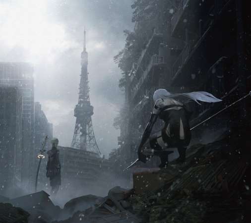 Nier Automata Mobiele Horizontaal achtergrond