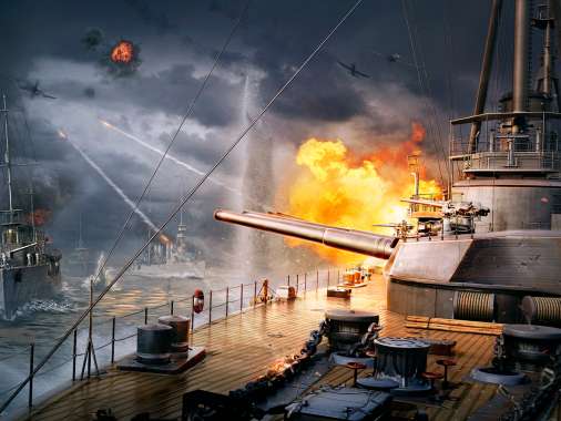 World of Warships Mobiele Horizontaal achtergrond