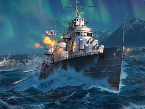 World of Warships Mobiele Horizontaal achtergrond