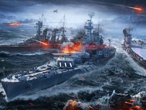 World of Warships Mobiele Horizontaal achtergrond