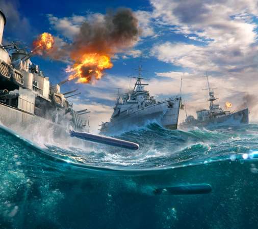 World of Warships Mobiele Horizontaal achtergrond