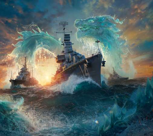 World of Warships Mobiele Horizontaal achtergrond