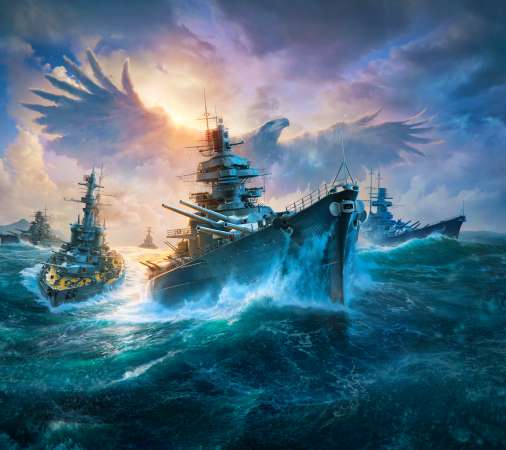 World of Warships Mobiele Horizontaal achtergrond