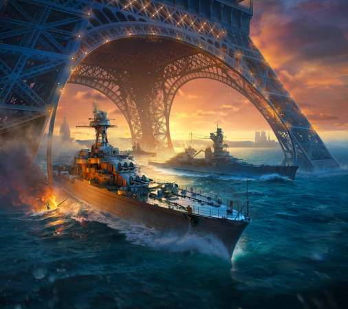 World of Warships Mobiele Horizontaal achtergrond