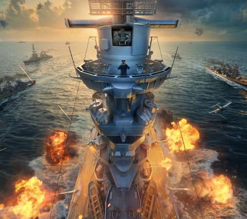 World of Warships Mobiele Horizontaal achtergrond