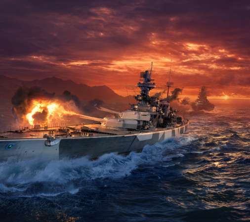 World of Warships Mobiele Horizontaal achtergrond