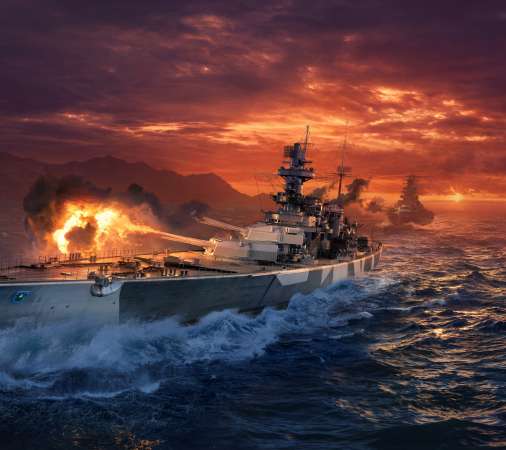 World of Warships Mobiele Horizontaal achtergrond