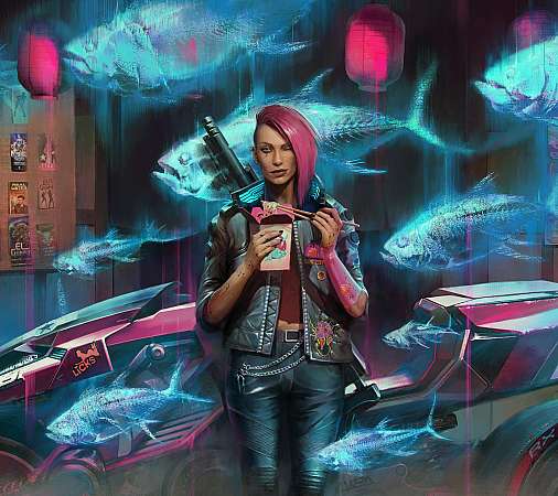 Cyberpunk 2077 Mobiele Horizontaal achtergrond