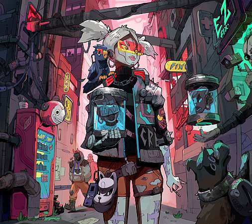Cyberpunk 2077 fan art Mobiele Horizontaal achtergrond